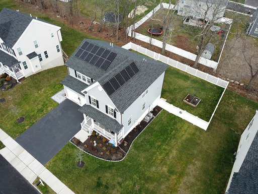 Solar panels installed on roof shingles